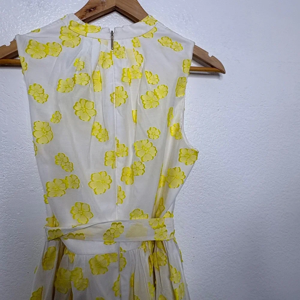 Kate Spade French Cream Flora Organza Fit & Flare Sleeveless Midi Dress Size 10